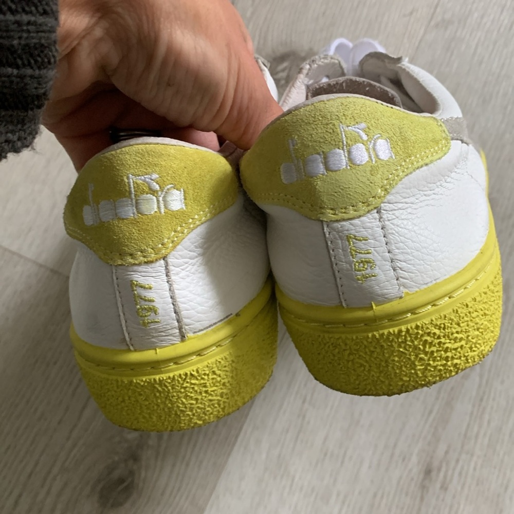 Diadora Heritage Montecarlo Sneaker 1977 Shoe White yellow size 8 made in Italy‎ - Picture 8 of 11